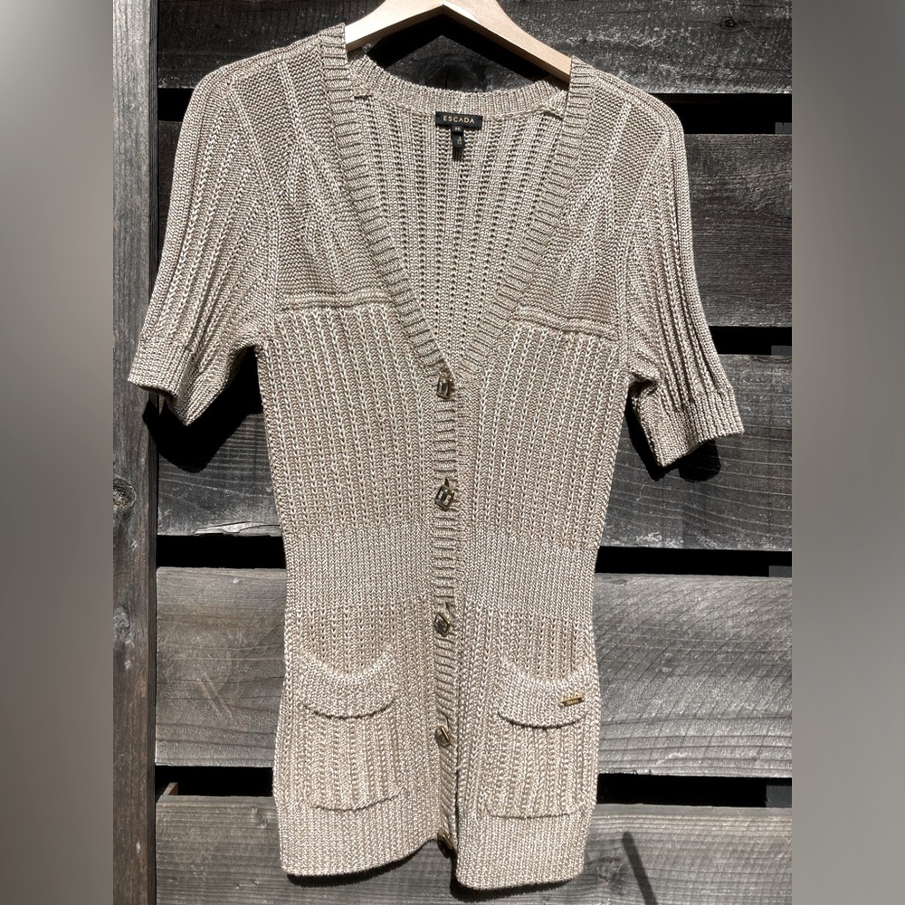 Escada | V-Neck Sweater | Size 36 | Color: Beige/Tan